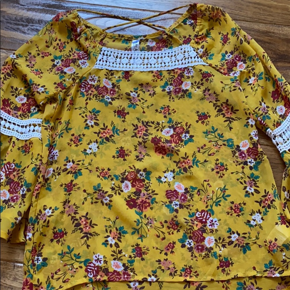 Girls floral blouse with solid tank
